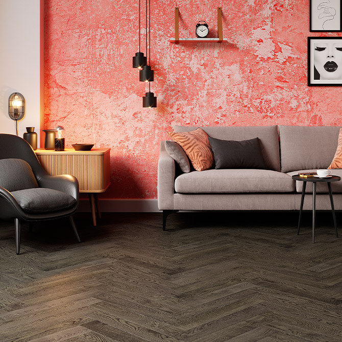 Паркетна дошка ESTA PARKET Дуб BC Lava Grey ялинка екстра матовий лак 14005 alt 1