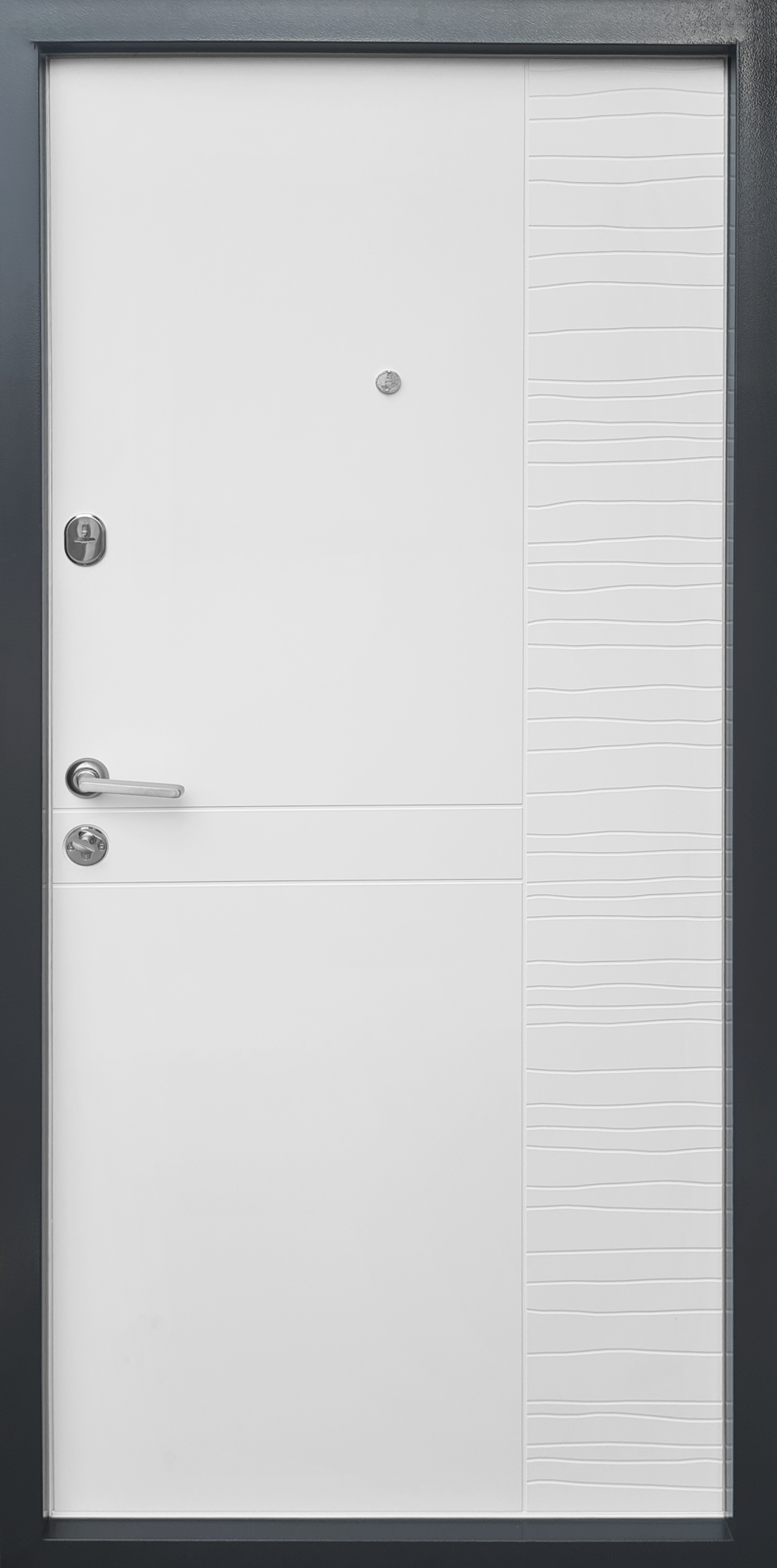 Вхідні двері Qdoors Преміум Делла-AL Грифель Структури Софт Біла Емаль