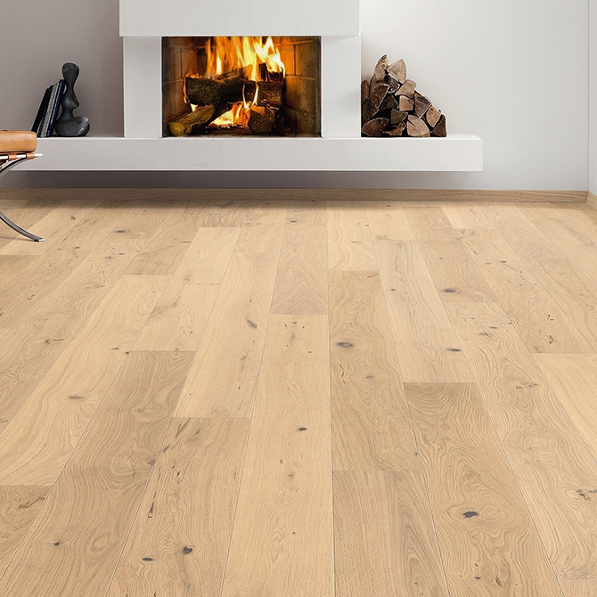 Паркетна дошка HARO Дуб Світлий білий Саваж 1-пол, лак 529268 alt 1