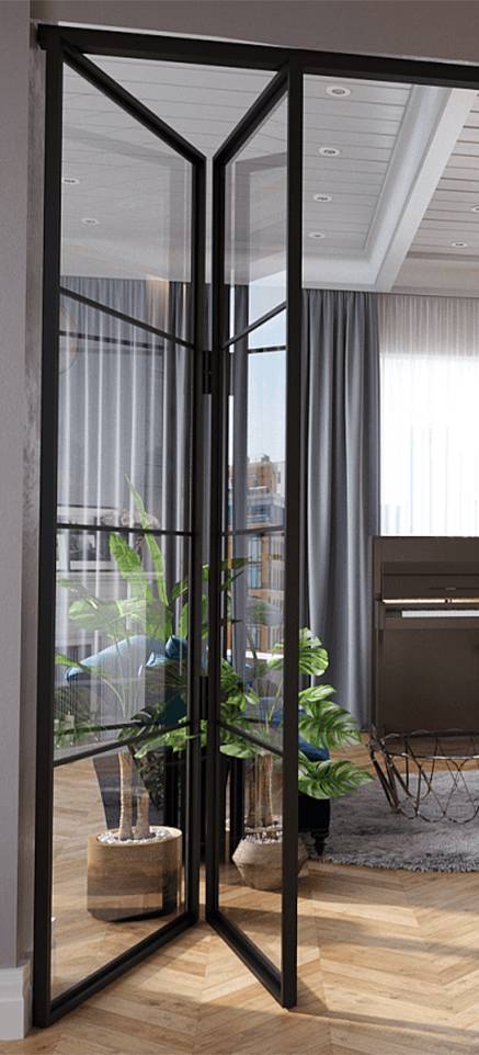 Міжкімнатна перегородка ZEIST ГАРМОШКА зі скла і сталі