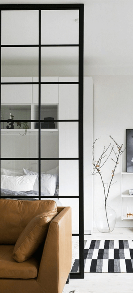 Міжкімнатна перегородка ZEIST СТАЦІОНАРНА зі скла і сталі alt 2